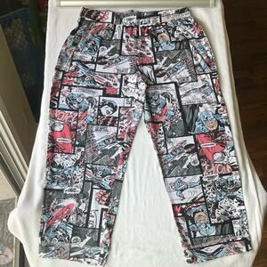 Marvel Women’s Elastic Waist Casual Long Pants size M,Gray & Red,Captain America